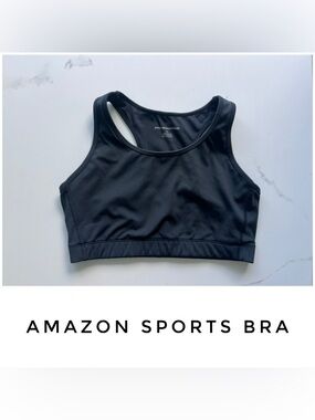 Amazon sports bra size Medium black moderate support compression